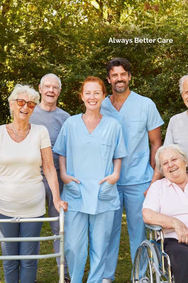 group-of-caregivers-taking-a-photo-with-senior-patients A group of caregivers taking a photo with senior patients in Virginia